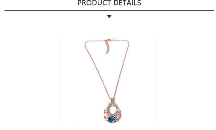 High Quality Fashion Jewelry Gold Necklace with Blue White Rhinestone