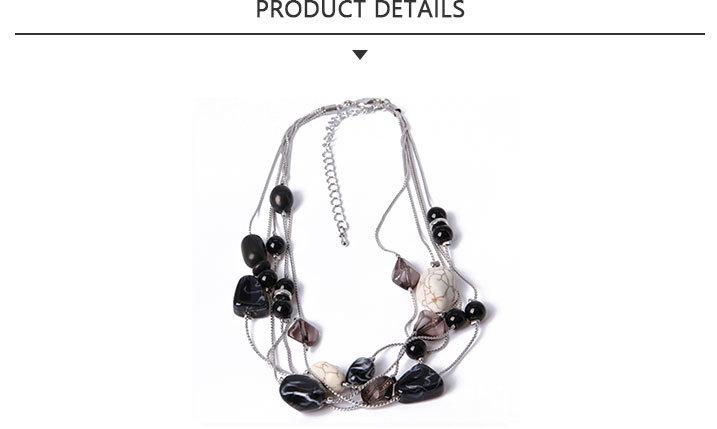 High Quality Fashion Jewelry Silver Necklace with Black Rhinestone