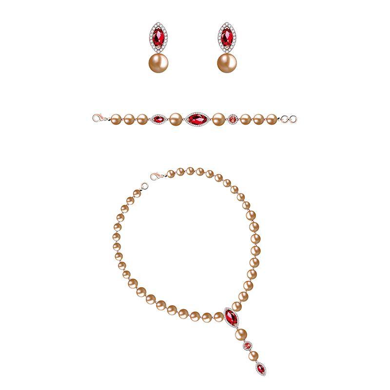 Beautiful Pearl Jewelry Set with Rubies