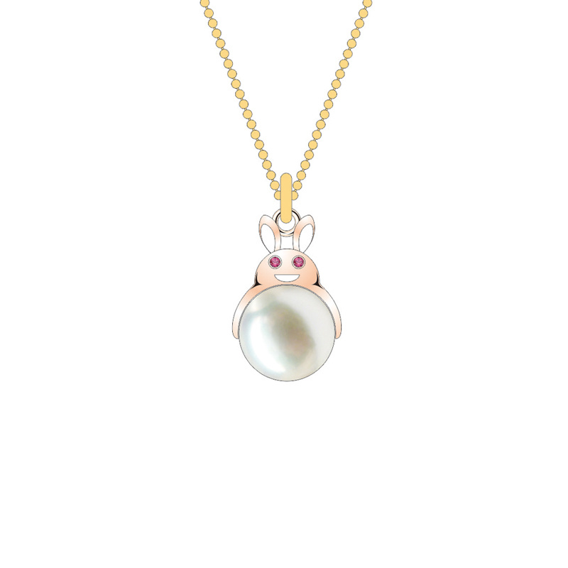 Newly Good Fashion Simple Pearl Pink Rabbit Jewelry Set