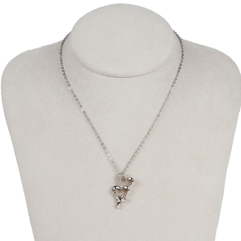 Concise Heart Shape Gemstone Alloy Necklace