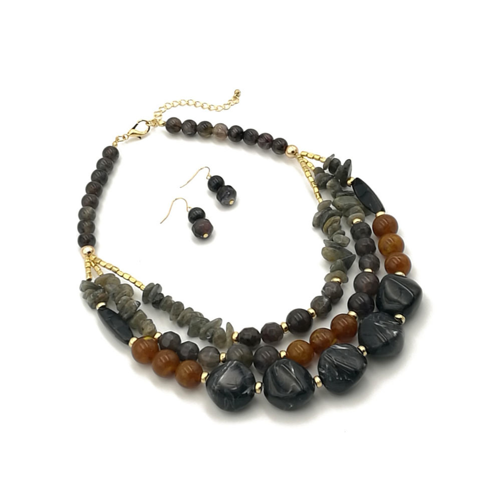 China Manufacturer Fashion Black Bead Necklace Jewelry Set
