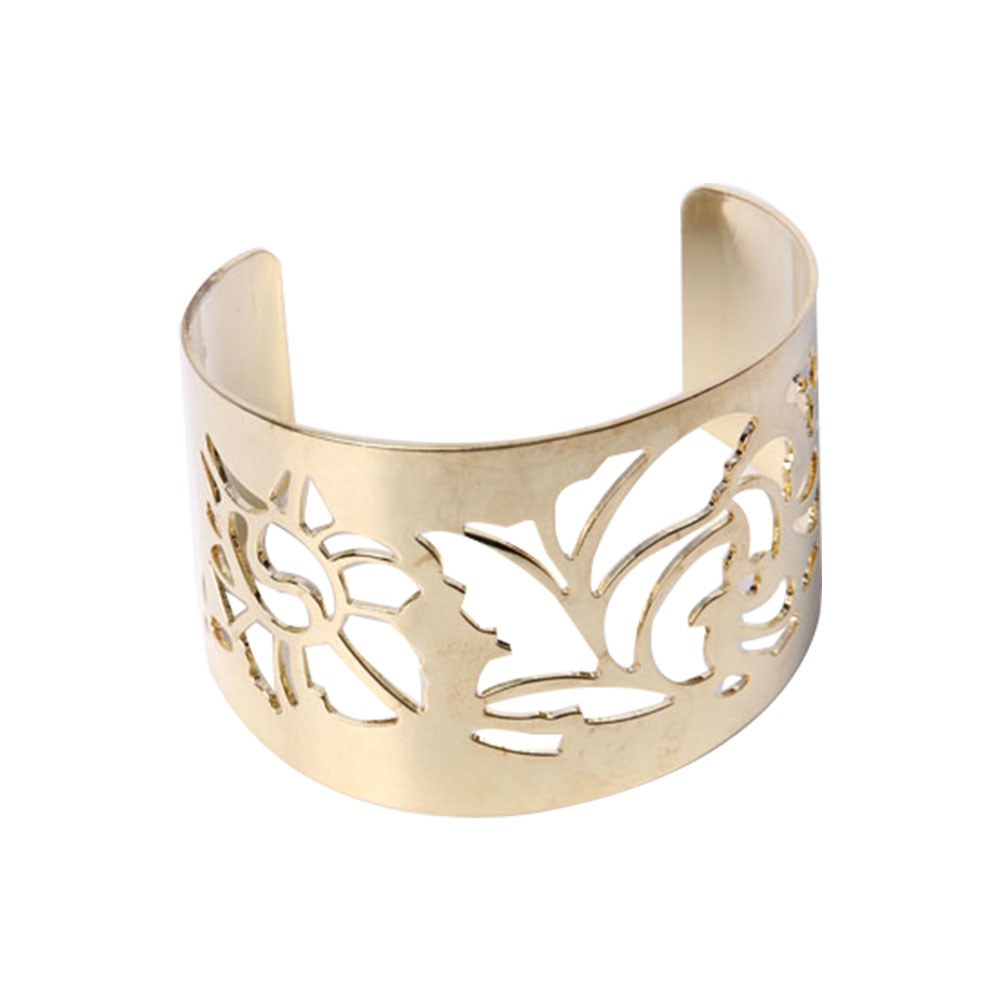 Quality Most Popular Fashion Jewelry Gold Bracelet with Carved Flowers