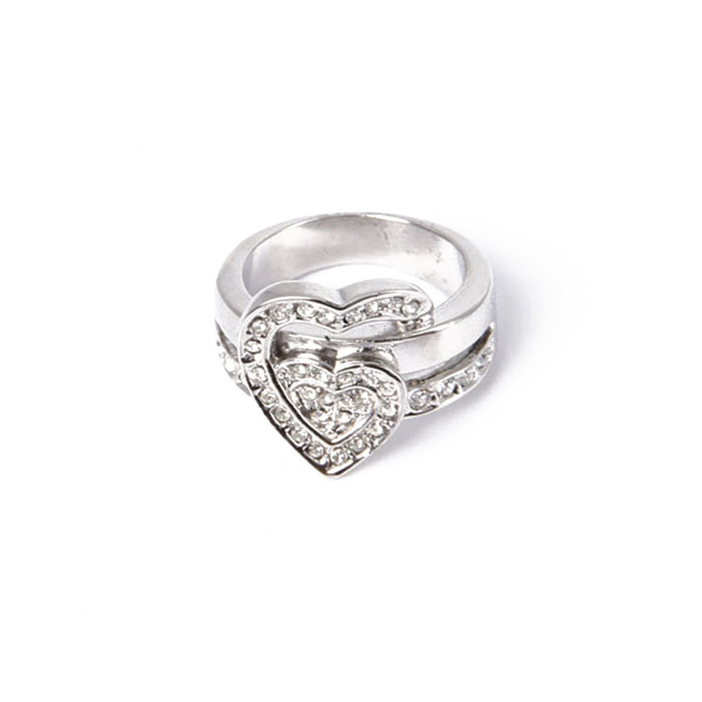 New Model Fashion Jewelry Silver Heart Ring with Rhinestone