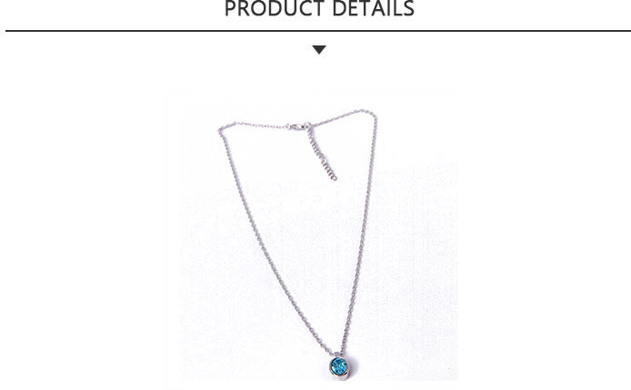 New Style Fashion Jewelry Silver Necklace with Blue Rhinestone