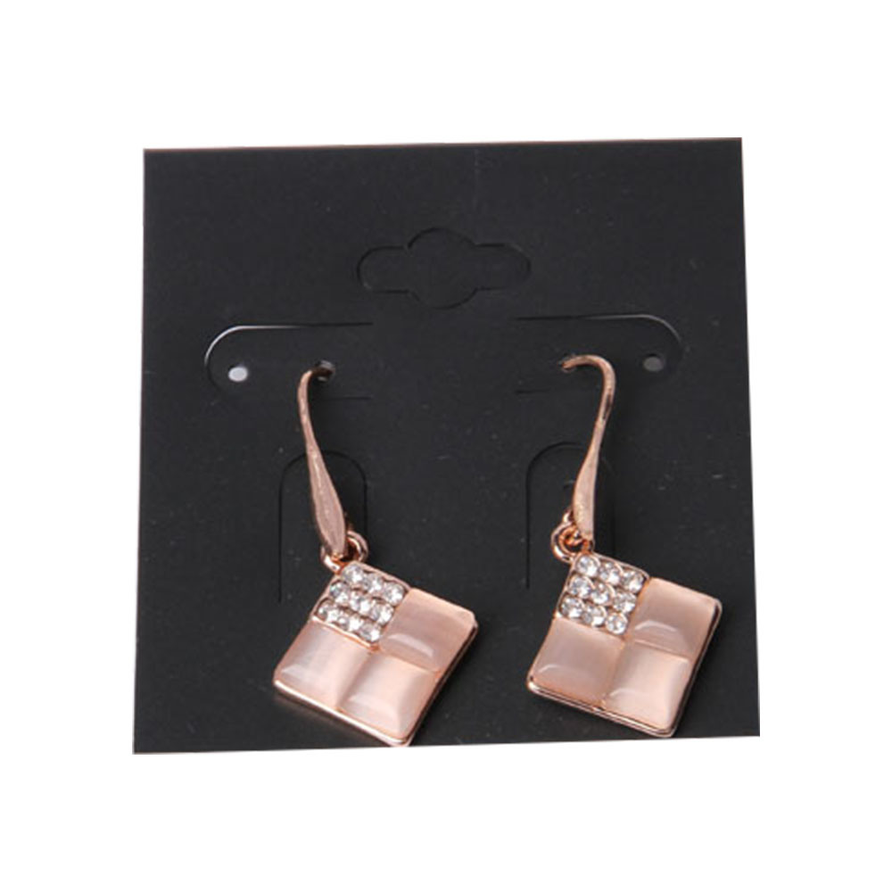 Fashion Jewelry Gold Square Pendant Earring with White Rhinestone