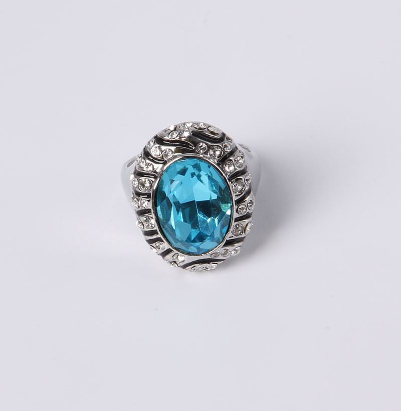 Zinc Alloy Fashion Jewelry Ring with Glass Stone and Rhinestones