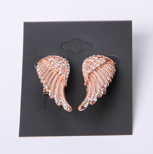 Fashion Jewelry Earring Flower Shape with Enamel and Rhinestone Rose Gold Plated
