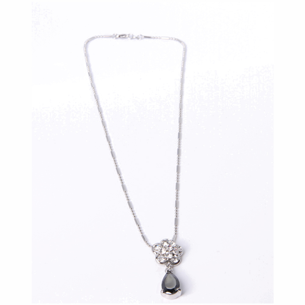 Economic Fashion Jewelry Brown Rhinestone Pendant Silver Necklace