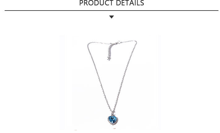 Best Price Fashion Jewelry Silver Pendant Necklace with Blue Rhinestone
