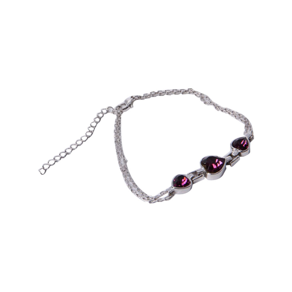 Most Popular Fashion Jewelry Silver Chain Bracelet Purple Diamond