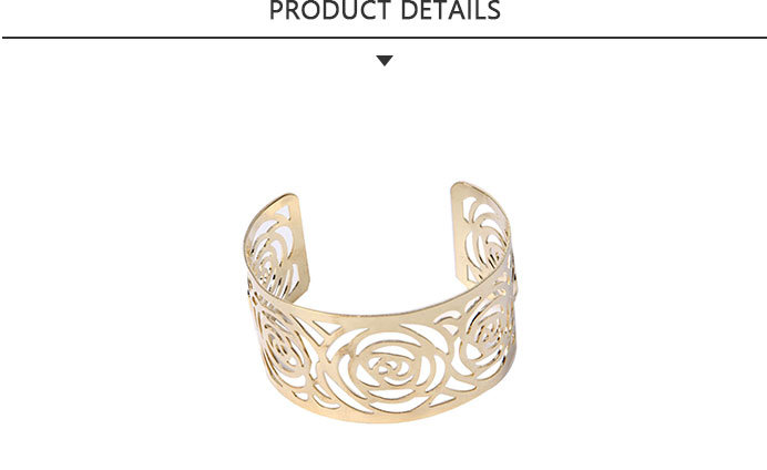 Good Quality Noble Gold Bracelet with Carved Flowers