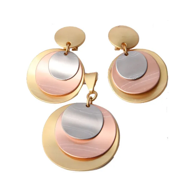 Factory Supply Fashion Gold Plating Roundness Shape Jewelry Set 