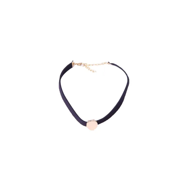Double Necklace Choker with Leaf Charm with Plastic Pearl 