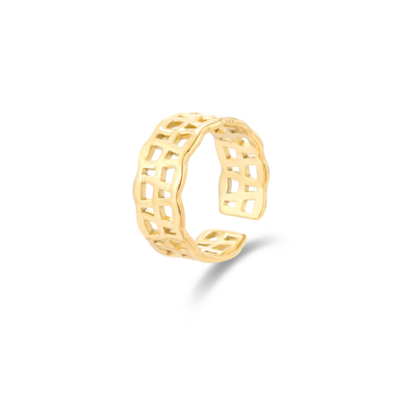 Vintage Open Ring Female Niche Design Wide Face High-Grade Hollow Ring Personality High-Grade Sense
