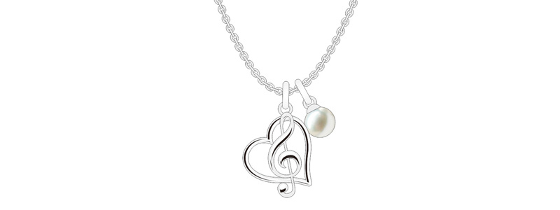 New Heart-Shaped Pearl Silver Jewelry Set for Girls