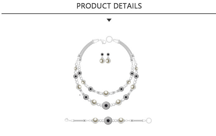 Fashion Necklace Choker with Flower Caharm with Black Enamel