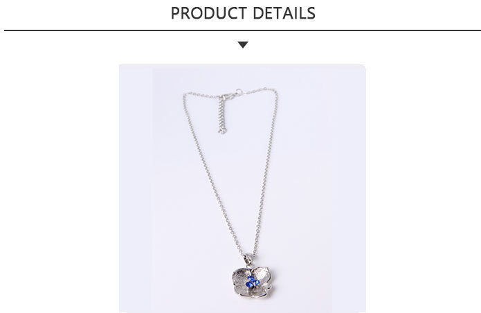 Fashion Jewelry Silver Pendant Necklace with Blue Flower
