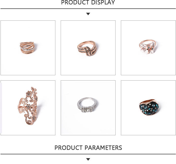 Fashion Jewelry Rose Glod Ring with Transparent Blue Rhinestone