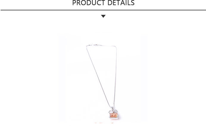 New Product Fashion Jewelry Silver Orange Rhinestone Pendant Necklace