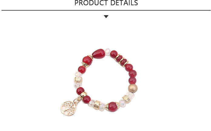 Fashion Jewelry Gold Plating Rope Red Bead Bracelet