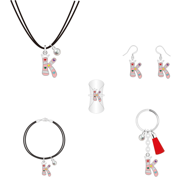 Obm High Cost Performance Naughty Pink Letters Jewelry Set