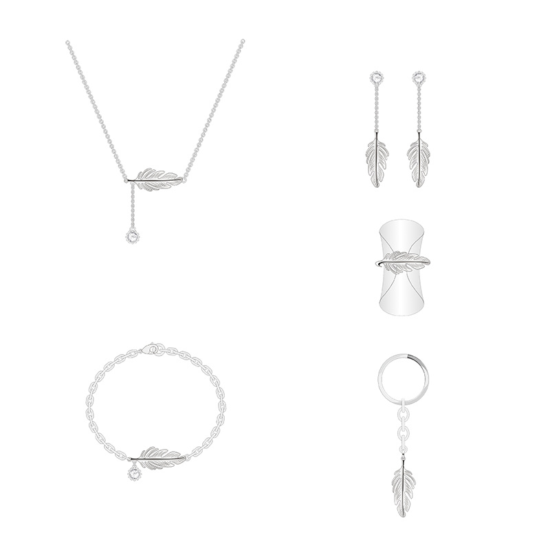 Elegant Goddess Feather Design Jewelry Set for Women