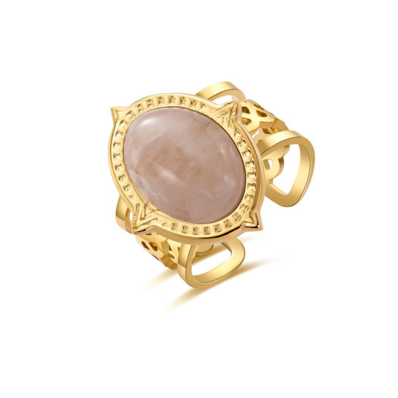 Europe and The United States French Style Diamond-Shaped Opening Ring Foreign Trade Hand Jewelry Gold Retro Simple Titanium Steel Ring Cross-Border Explosion