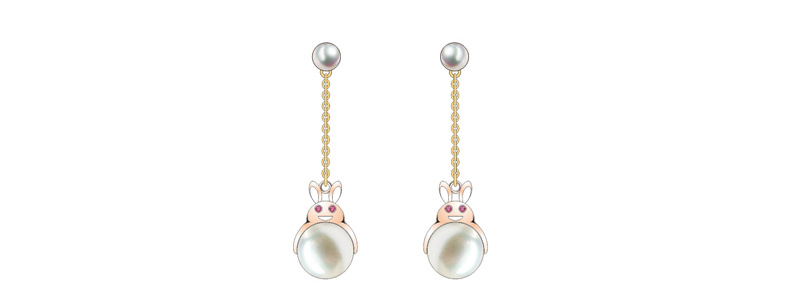Popular Pink Pearl High Quality Pearl Mini Rabbit Shape Jewelry Set