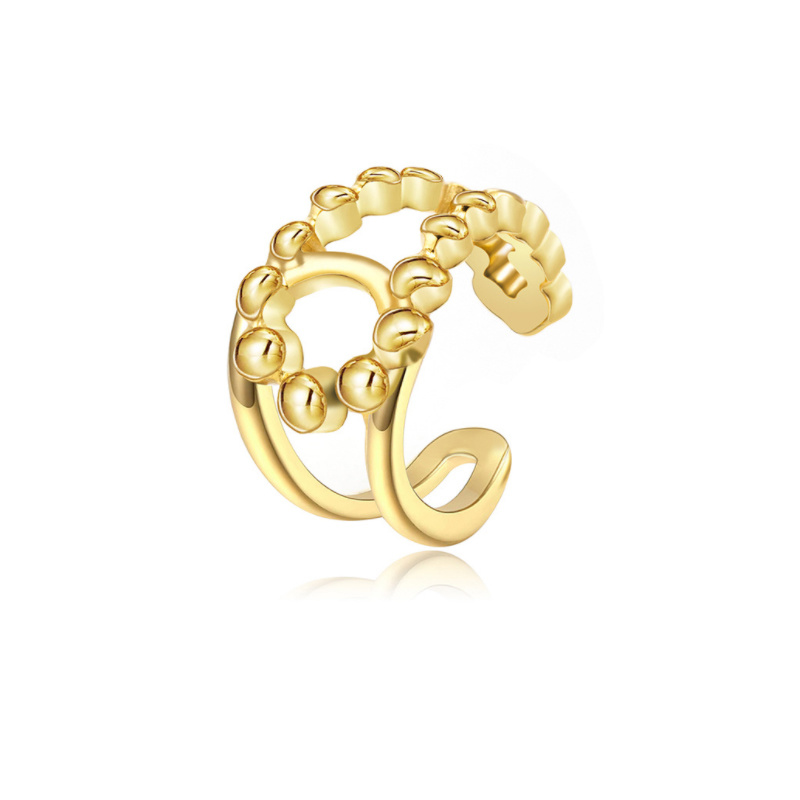 Europe and The United States Open Adjustable Ring Titanium Steel Plated Real Gold Does Not Fade Fashion All Match Light Luxury Stainless Steel Ring