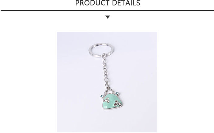 Green Metal Keychain with Diamonds
