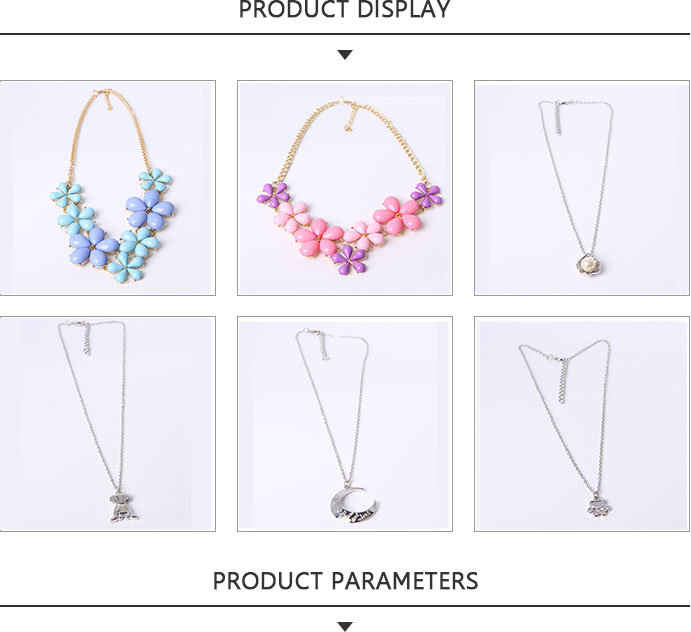 Most Popular Gold Pendant Necklace with Blue Flowers