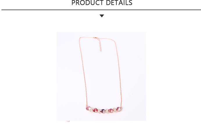 Fashion Jewelry Gold Pendant Necklace with Pink Sterling Rhinestone