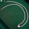 French Vintage Senior Original Niche Design Necklace Collarbone Chain Change Diamond Colored Gem Necklace