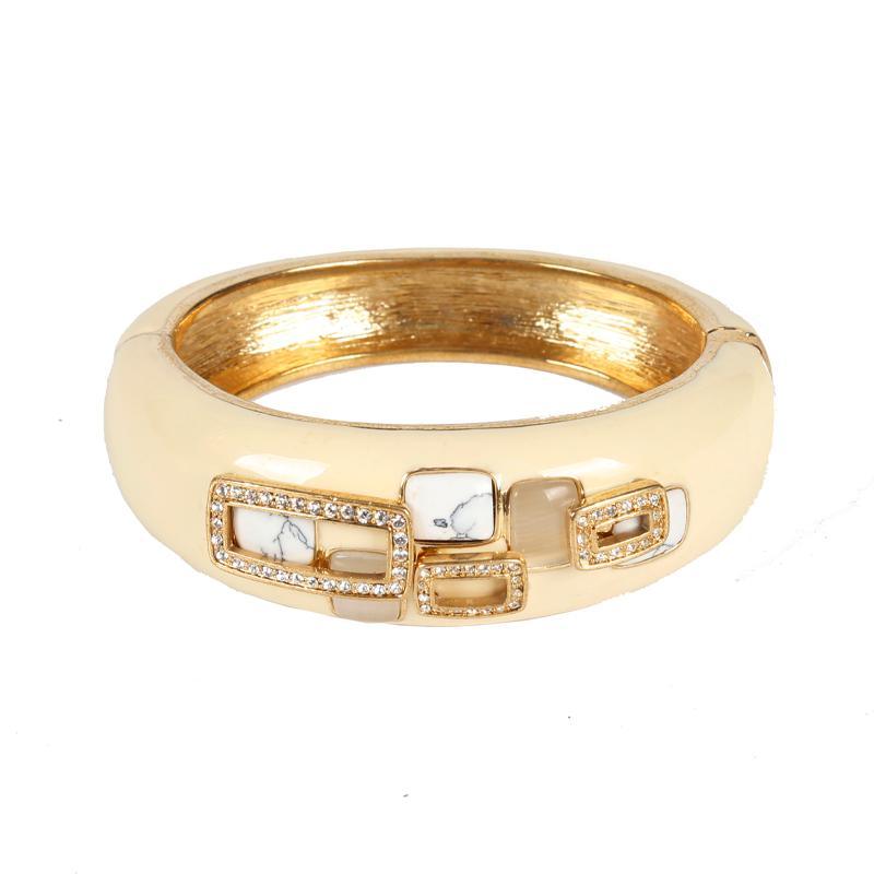 Silver Bangle with Irregular Arrangement of Squares and Patterns