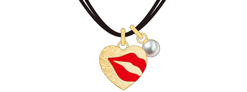 Super High Quality Gold Jewelry Red Lips Pattern Jewelry Set