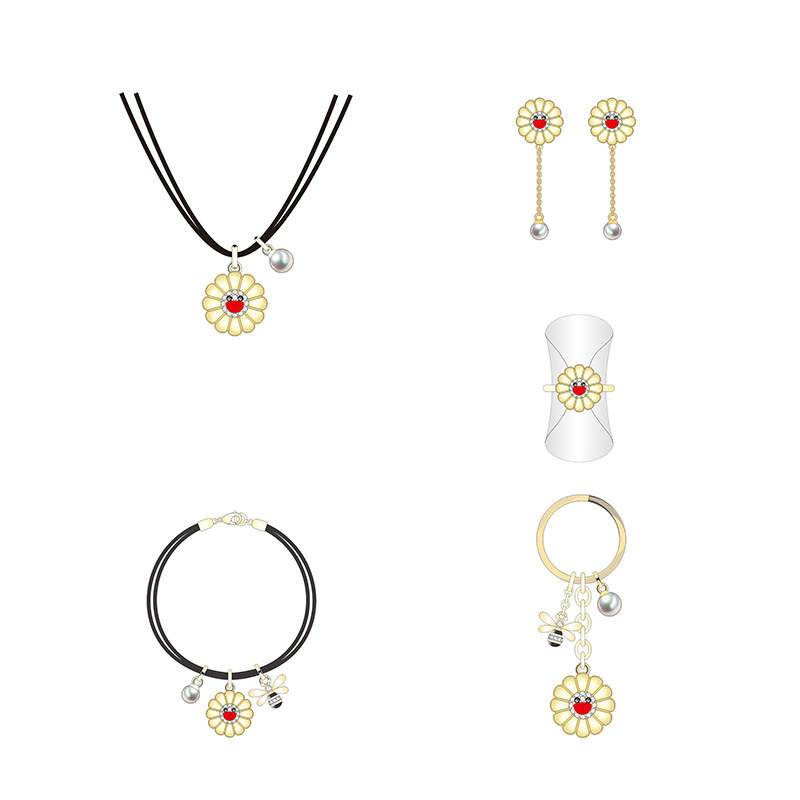 Factory Produce Golden Smiley Chrysanthemum Jewelry Set