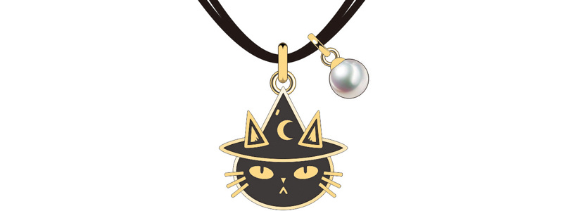 Classic Golden Black Cat Halloween Jewelry Set for Adult
