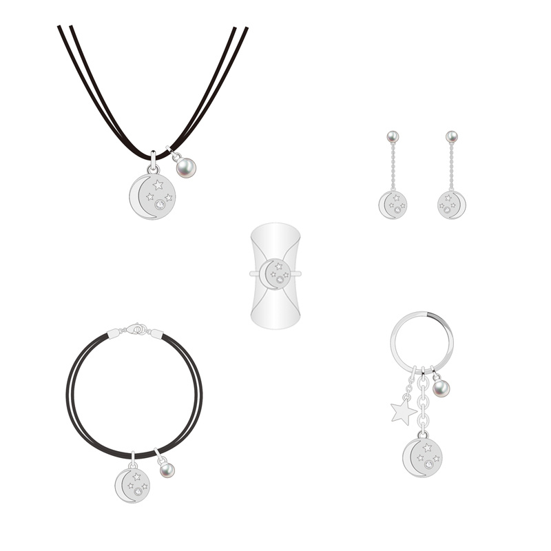 New Stylish Crystal Stars and Moon Shapes Jewelry Set