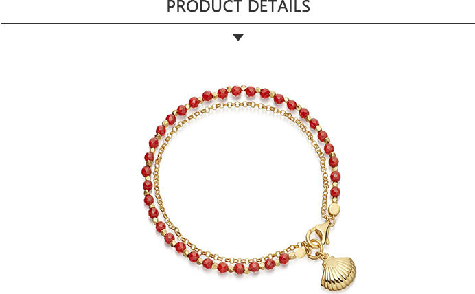 High Quality Fashion Jewelry Gold Red Bead Bracelet with Shell