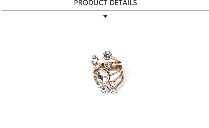 Standard Fashion Jewelry Gold Plating Ring with Transparent Rhinestone