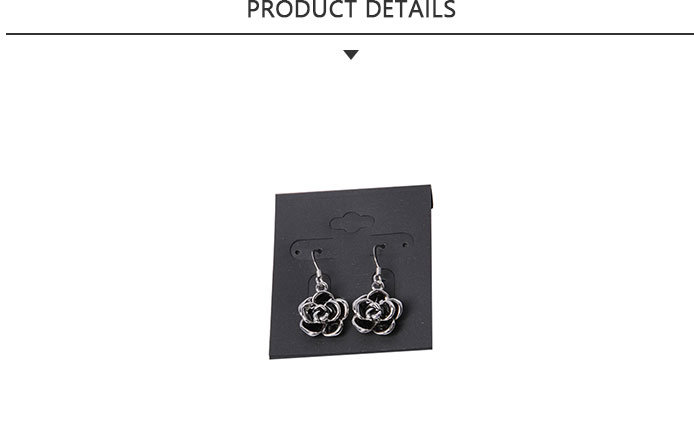 New Design Fashion Jewelry Silver Earrings with Black Flowers