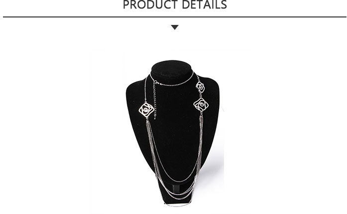 Wholesale Fashion Jewellery Silver Carved Long Pendant Necklace