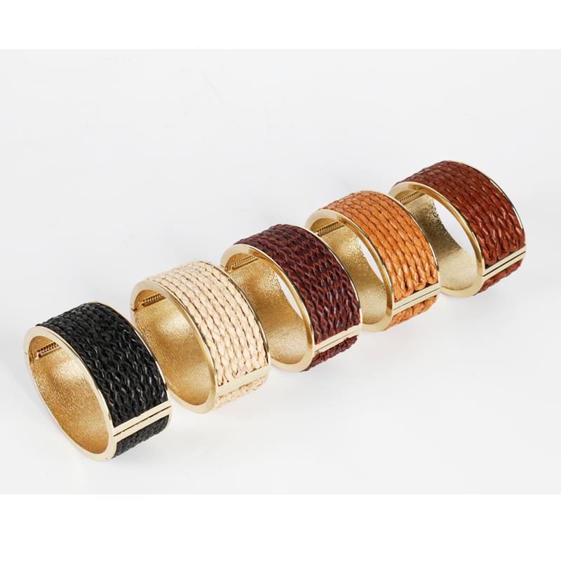Five Colors Woven Pattern Silver Bangle