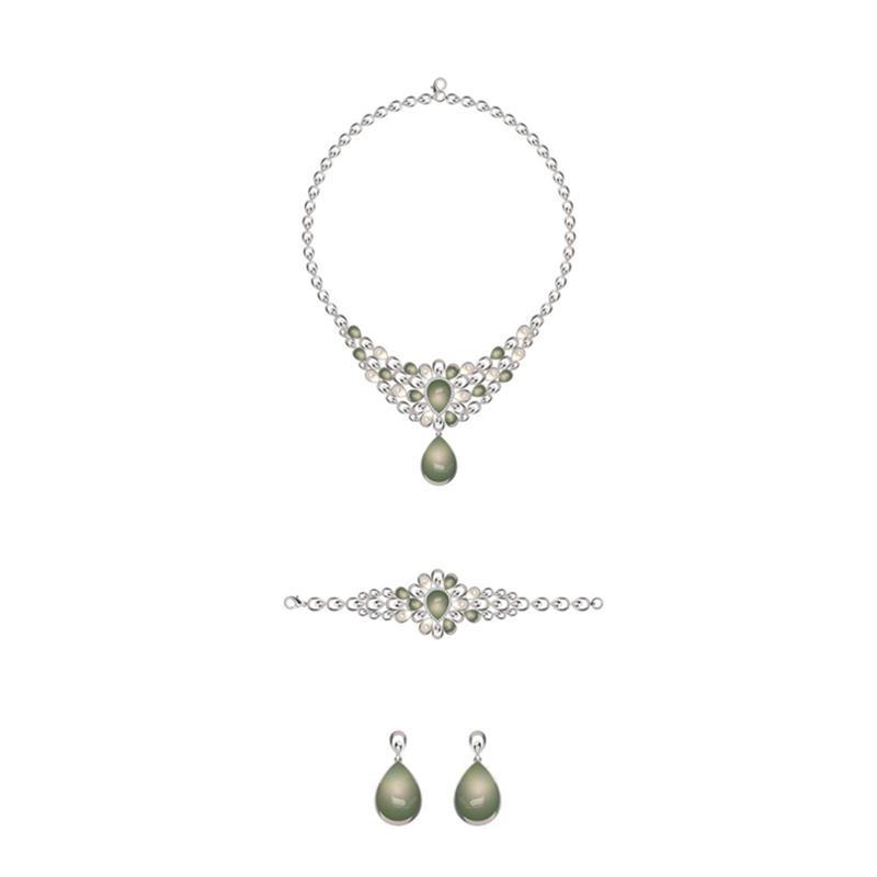 One-of-a-Kind Silver Jewelry Set with Gemstones