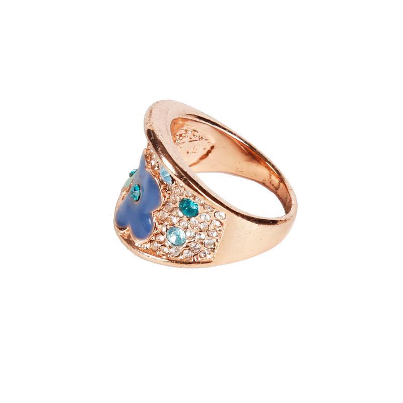 Blue Flower Pattern Gold Ring