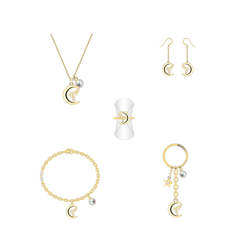 Super Cost Performance Black Gold Moon Jewelry Set