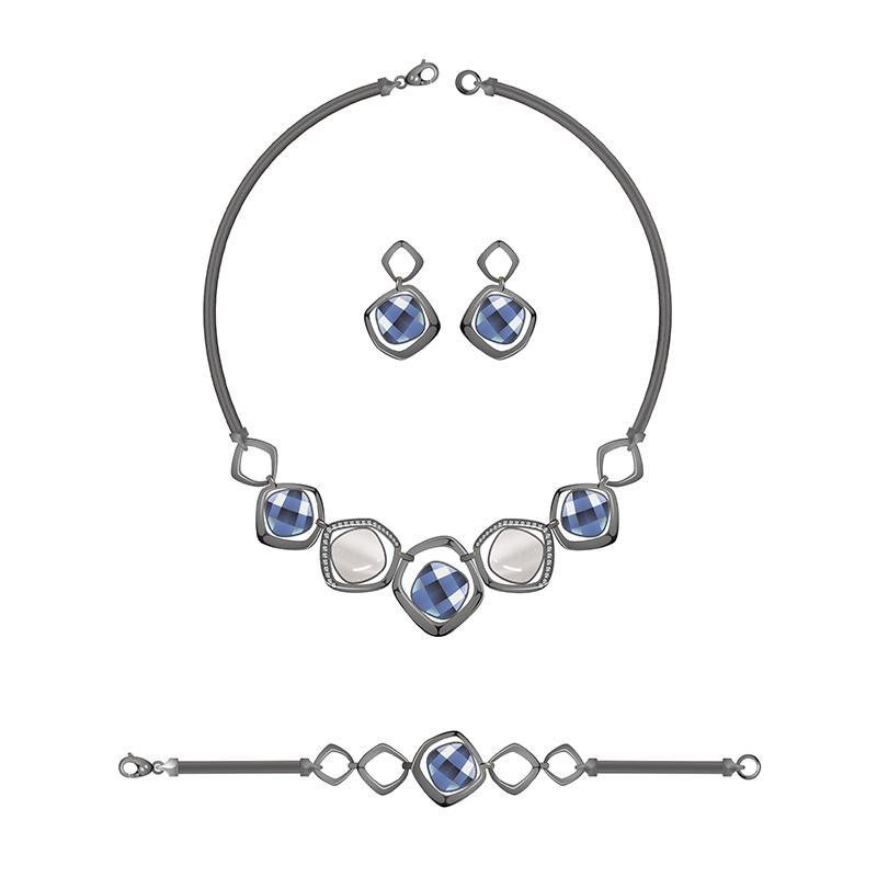 Simple Sliver Jewelry Set with Gemstones
