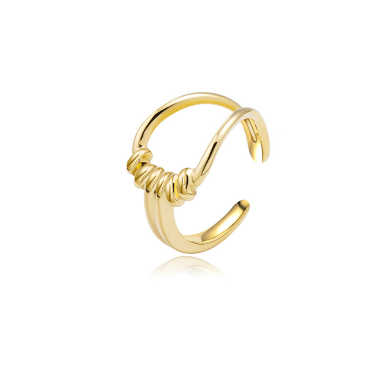 Europe and The United States Open Adjustable Ring Titanium Steel Plated Real Gold Does Not Fade Fashion All Match Light Luxury Stainless Steel Ring