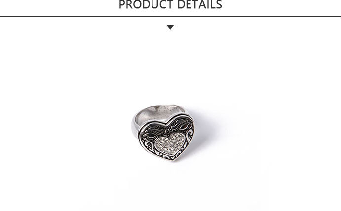 Hotsales Vintage Fashion Jewelry Heart Silver Ring